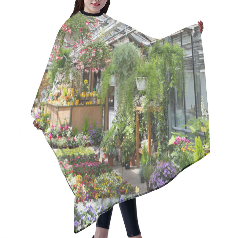 Personality  Garden Center Selling Plants In A Greenhouse Hair Cutting Cape