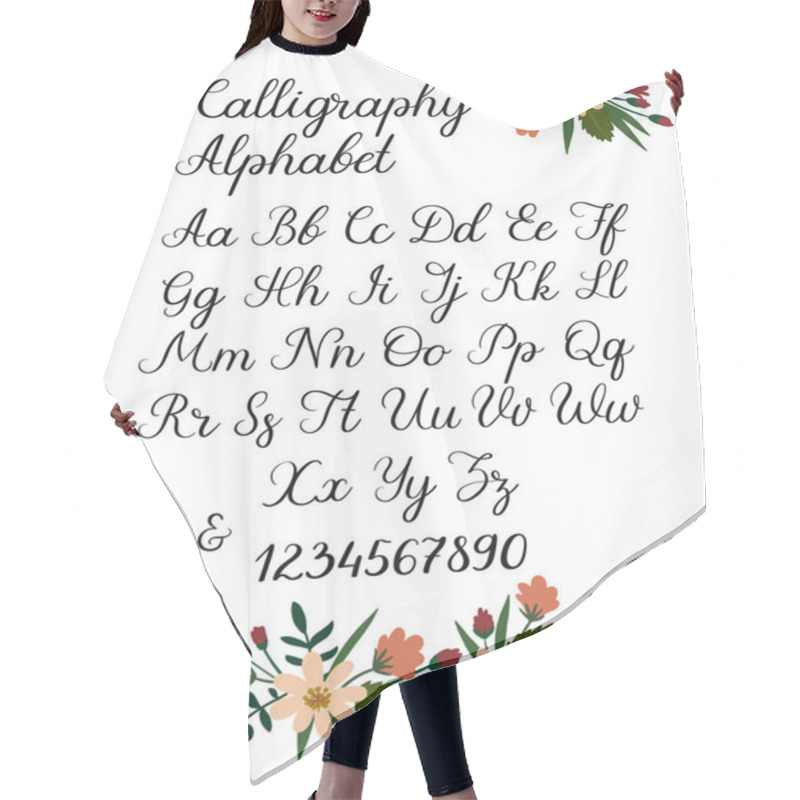 Personality  Handwritten Brush Letters. ABC. Modern Calligraphy. Hand Lettering Vector Alphabet Hair Cutting Cape