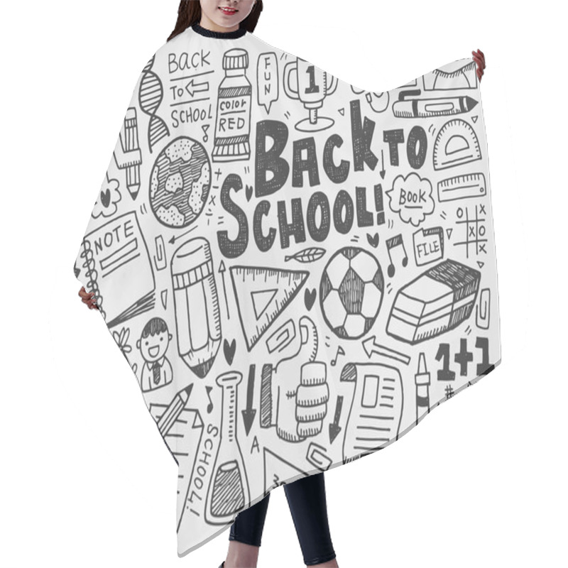 Personality  Hand Draw Doodle School Element Hair Cutting Cape