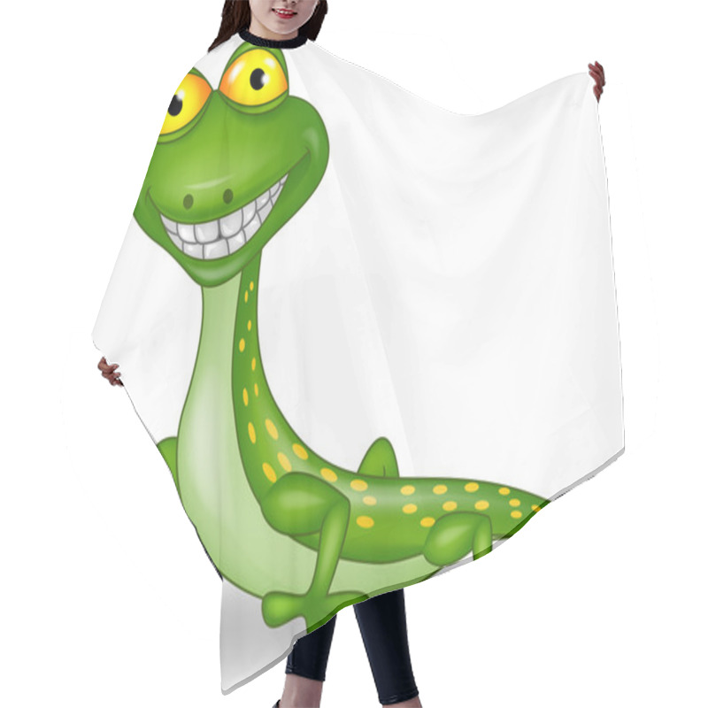 Personality  Funny Green Lizard Cartoon Hair Cutting Cape