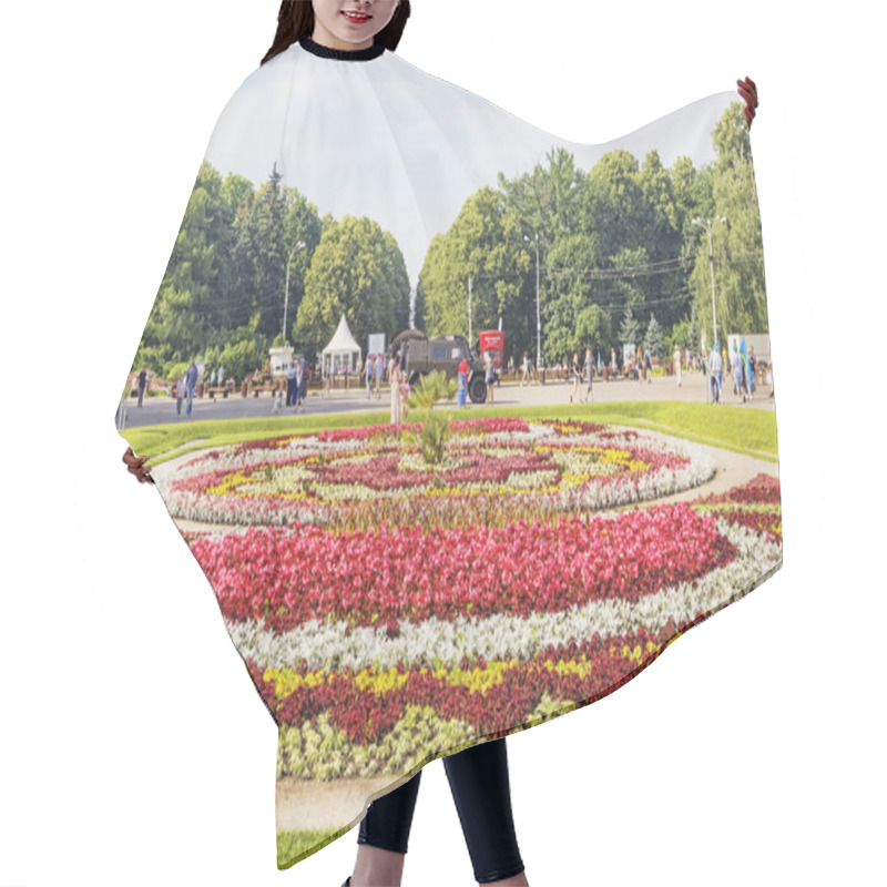 Personality  Moscow, Russian Federation - August 2, 2017:  Sokolniki Park Wit Hair Cutting Cape