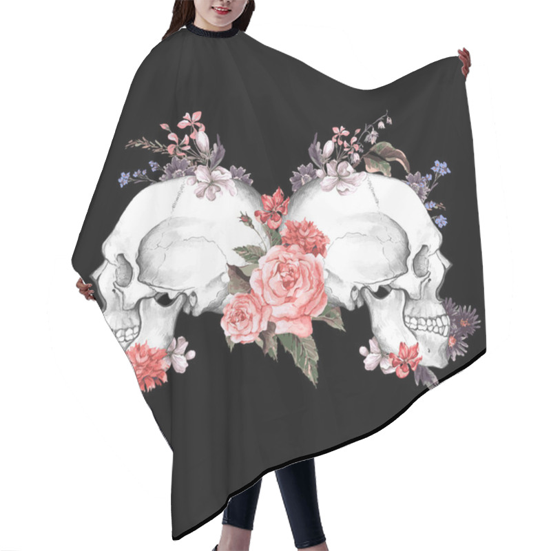 Personality  Roses And Skull, Day Of The Dead, Vector Illustration Hair Cutting Cape