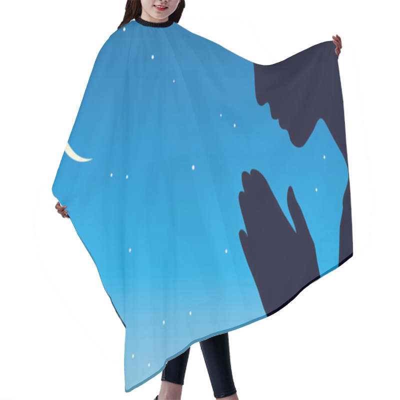 Personality  Vector Image Of The Praying Person At Night Hair Cutting Cape