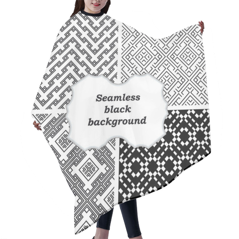 Personality  Set Of Black And White Patterns Hair Cutting Cape