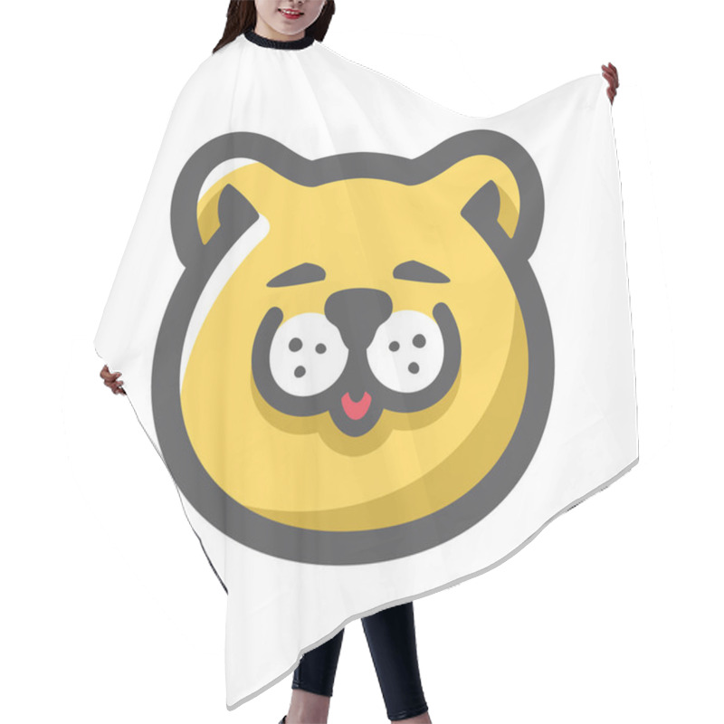 Personality  Cat Face Yellow Vector Icon Cartoon Illustration. Hair Cutting Cape