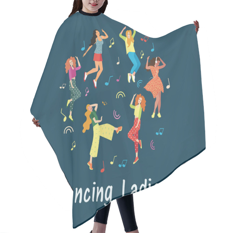 Personality  Dancing Young People In Different Poses. Movement Of People To Music At A Party, Carnival Or Festival. Joyful Emotions, Mood. Vector Illustration Hair Cutting Cape