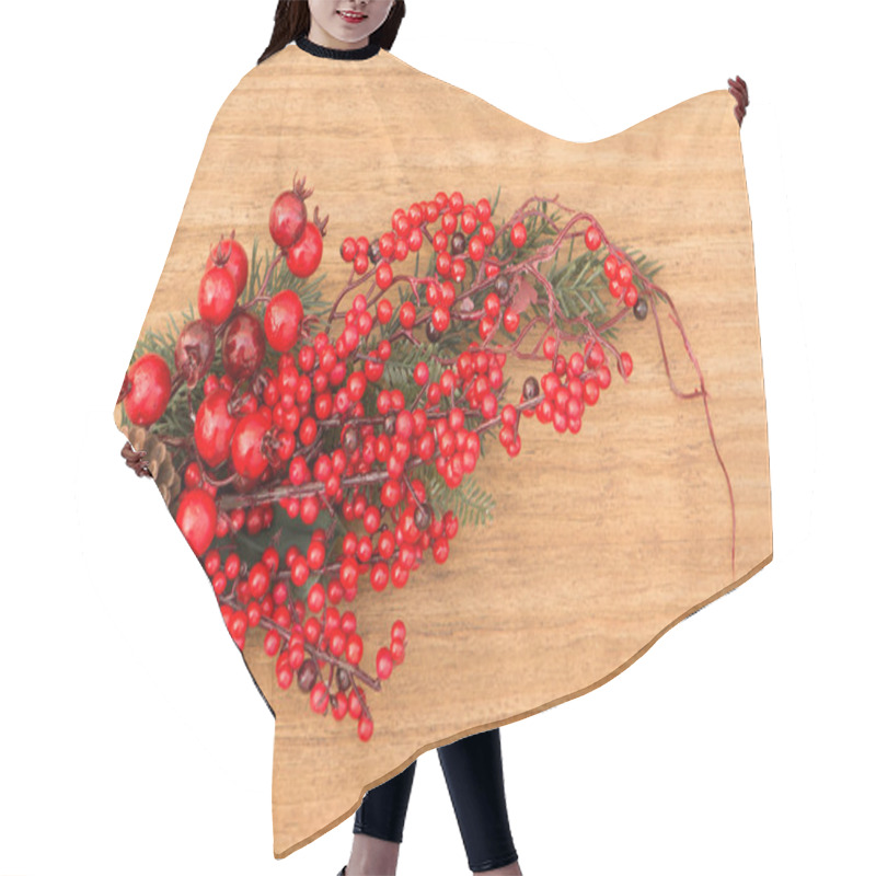 Personality  Red Fruits On The Branches Christmas For Decoration Hair Cutting Cape