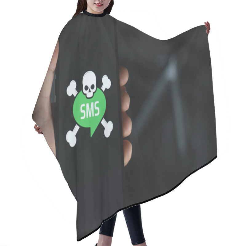 Personality  SMS Fraud Concept On A Smartphone Screen Hair Cutting Cape