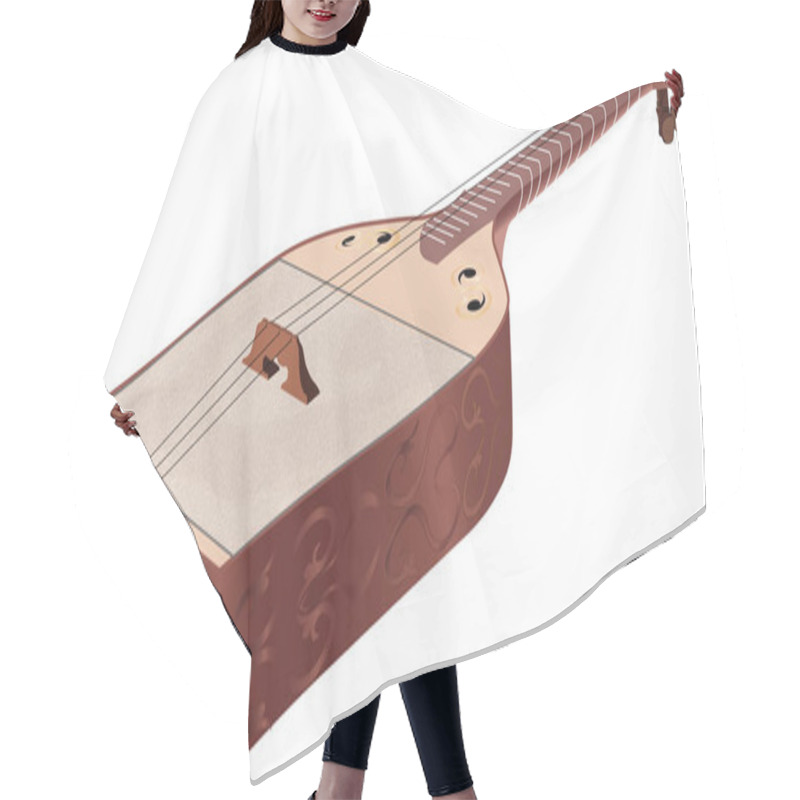 Personality  Vector Illustration Design Of Hand-drawn Wooden Sherter National Kazakh Musical Instrument Isolated On White Background Hair Cutting Cape