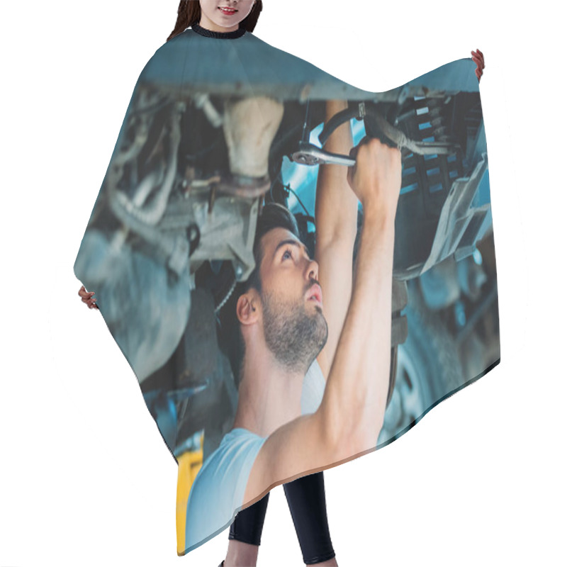 Personality  Automechanic Working On Car  Hair Cutting Cape