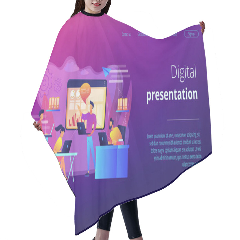 Personality  Digital Presentation Concept Landing Page. Hair Cutting Cape