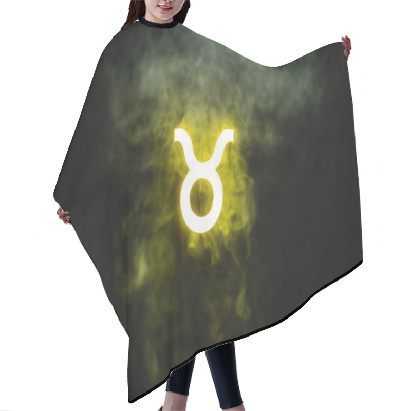 Personality  Yellow Illuminated Taurus Zodiac Sign With Smoke On Background Hair Cutting Cape