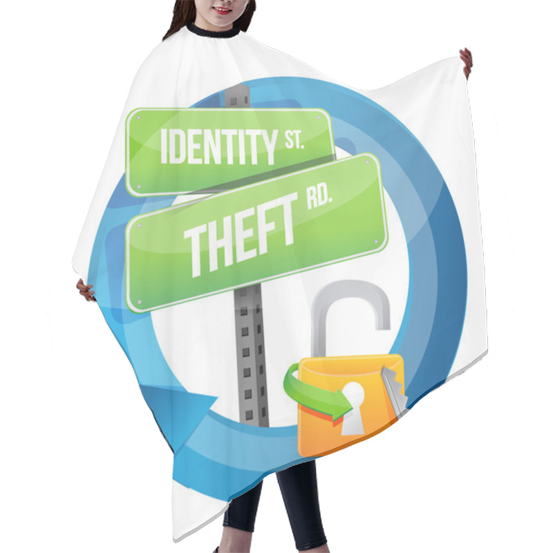 Personality  Identity Theft Road Sign Illustration Design Hair Cutting Cape