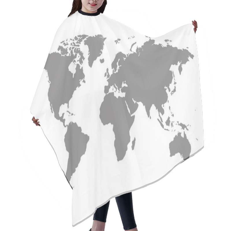 Personality  Grey Blank World Map. Hair Cutting Cape