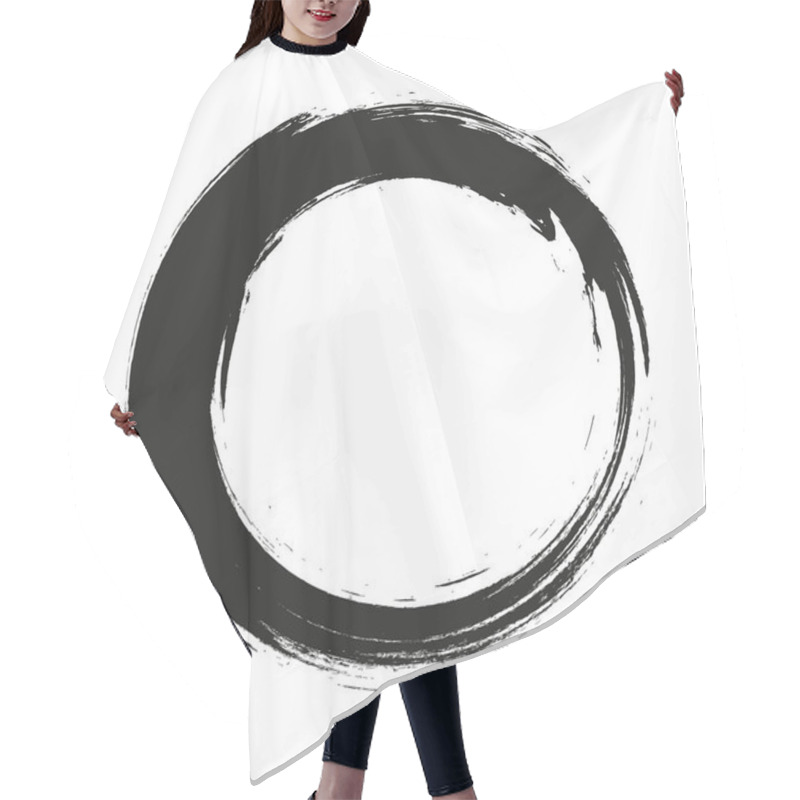 Personality  Vector Brush Strokes Circles Of Paint On White Background. Ink Hand Drawn Paint Brush Circle. Logo, Label Design Element Vector Illustration. Black Abstract Circle. Hair Cutting Cape