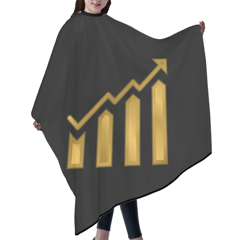 Personality  Bar Chart Gold Plated Metalic Icon Or Logo Vector Hair Cutting Cape