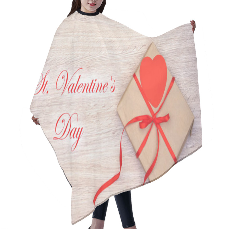 Personality  St Valentines Day Phrase Appearing On Wooden Background With Craft Gift Box Hair Cutting Cape