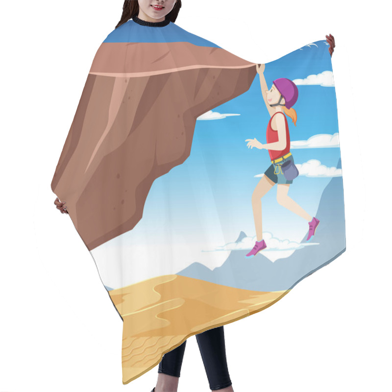 Personality  Rock Climber On Cliff Outdoor Scene Illustration Hair Cutting Cape