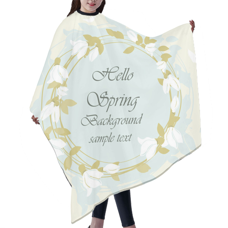 Personality  Hello Spring Card With Round Floral Snowdrops Wreath Hair Cutting Cape