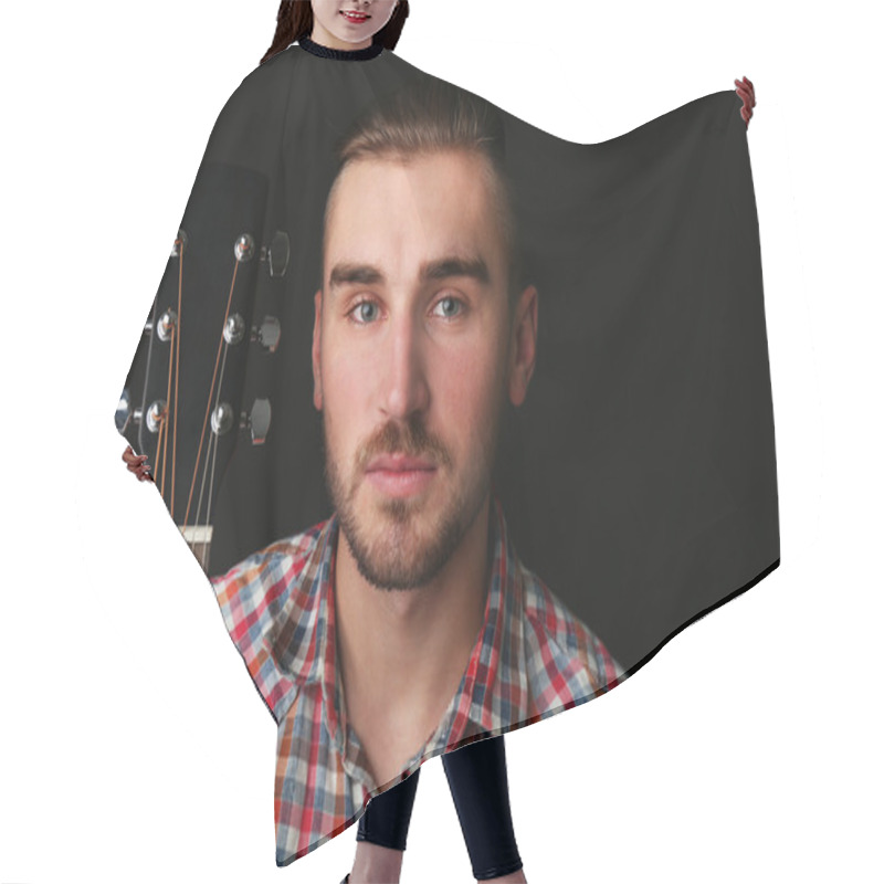 Personality  Young Man With Guitar Hair Cutting Cape