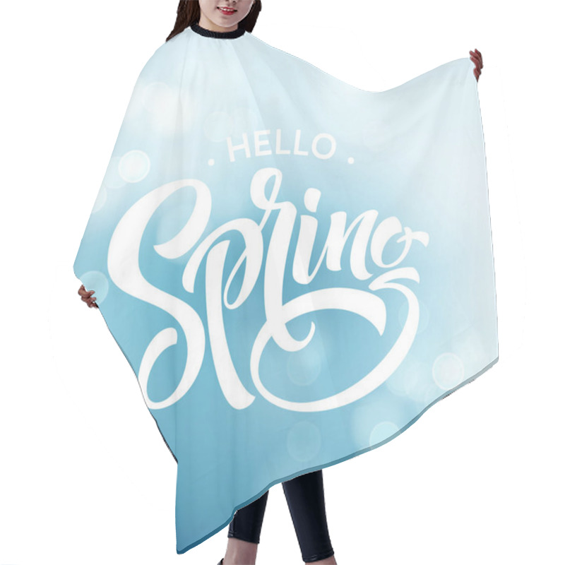 Personality  Hello Spring. Beautiful Spring Background With Bokeh And Handwritten Text. Vector Illustration Hair Cutting Cape