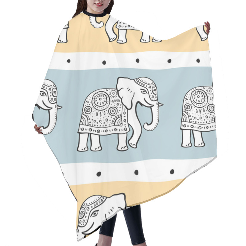 Personality  Elephants. Seamless Pattern. Hair Cutting Cape