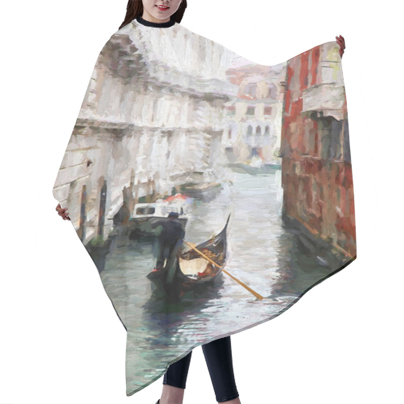 Personality  Venice With Gondolas, Italy, Oil Painting Hair Cutting Cape