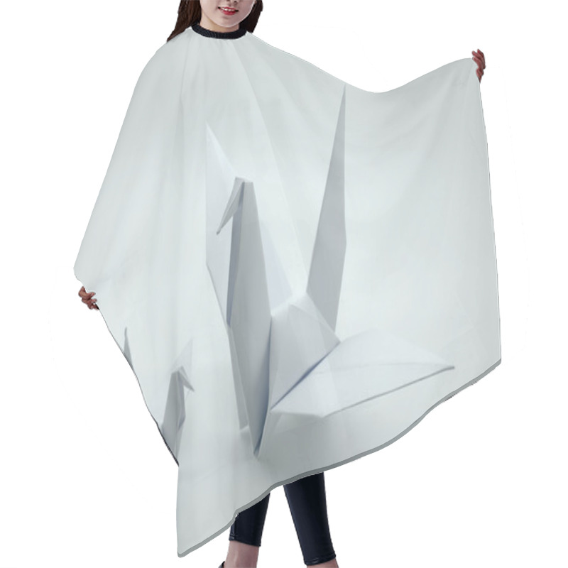 Personality  White Origami Crane, Bird, Paper Hair Cutting Cape