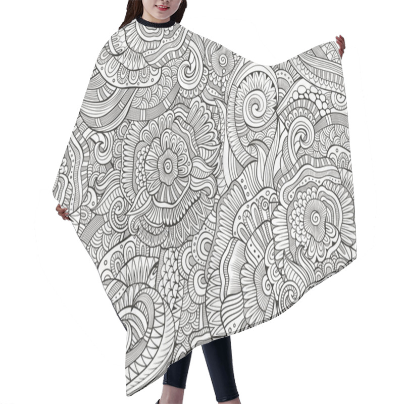 Personality  Abstract Sketchy Doodles Hand Drawn Ethnic Pattern Hair Cutting Cape