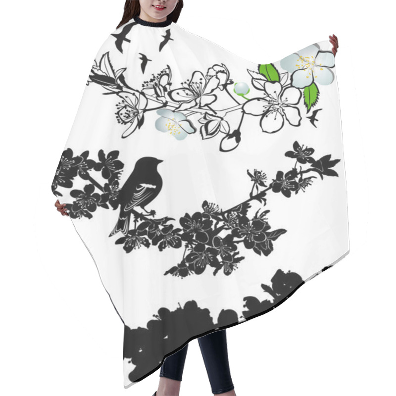 Personality  Twig Cherry Blossoms With Birds Hair Cutting Cape