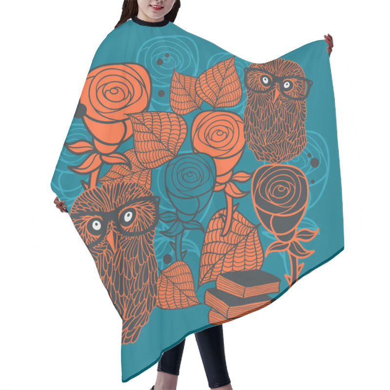 Personality  Pattern With Birds  And  Roses Hair Cutting Cape