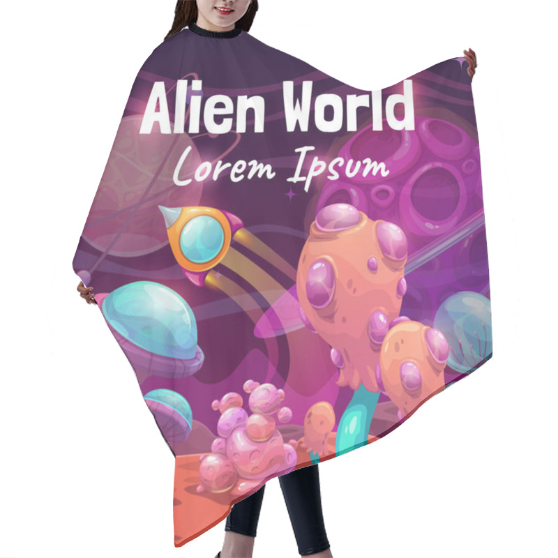 Personality  Fantasy Cartoon Alien World Landscape. Vector Magic Planet Illustration. Hair Cutting Cape