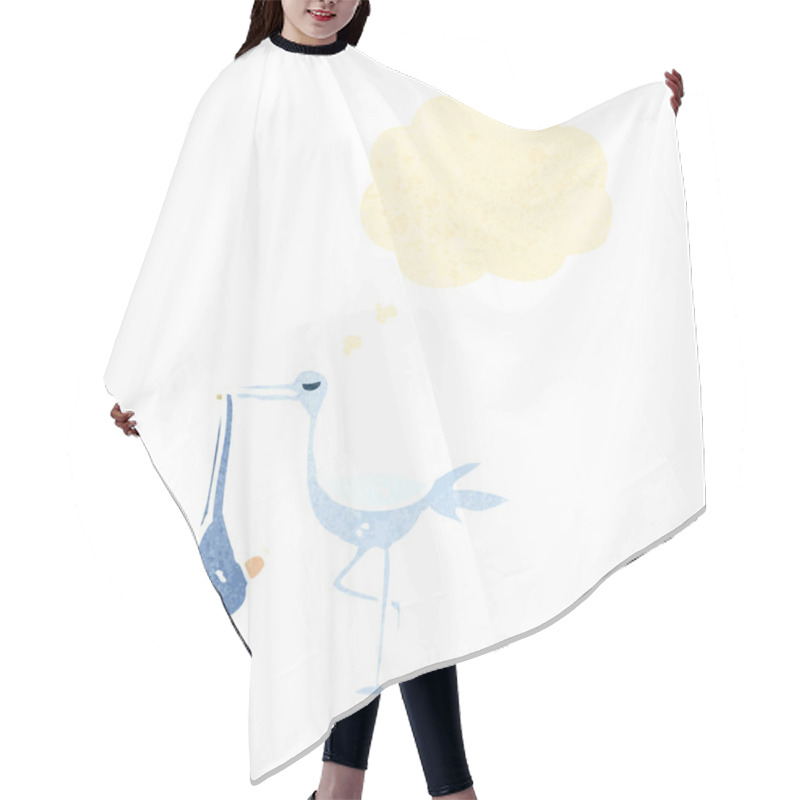 Personality  Retro Cartoon Stork Carrying Baby Hair Cutting Cape