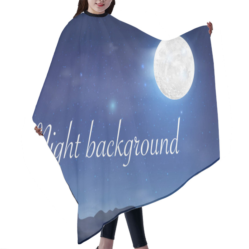 Personality  Blue Dark Night Sky Background With Full Moon, Clouds And Stars. Hair Cutting Cape