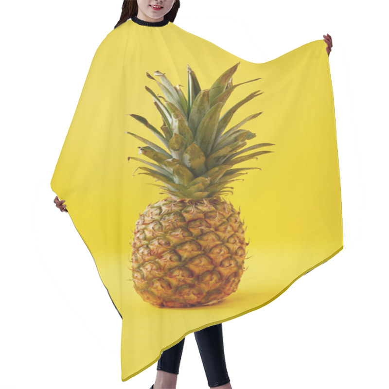 Personality  Close Up View Of Fresh Pineapple On Yellow Background Hair Cutting Cape