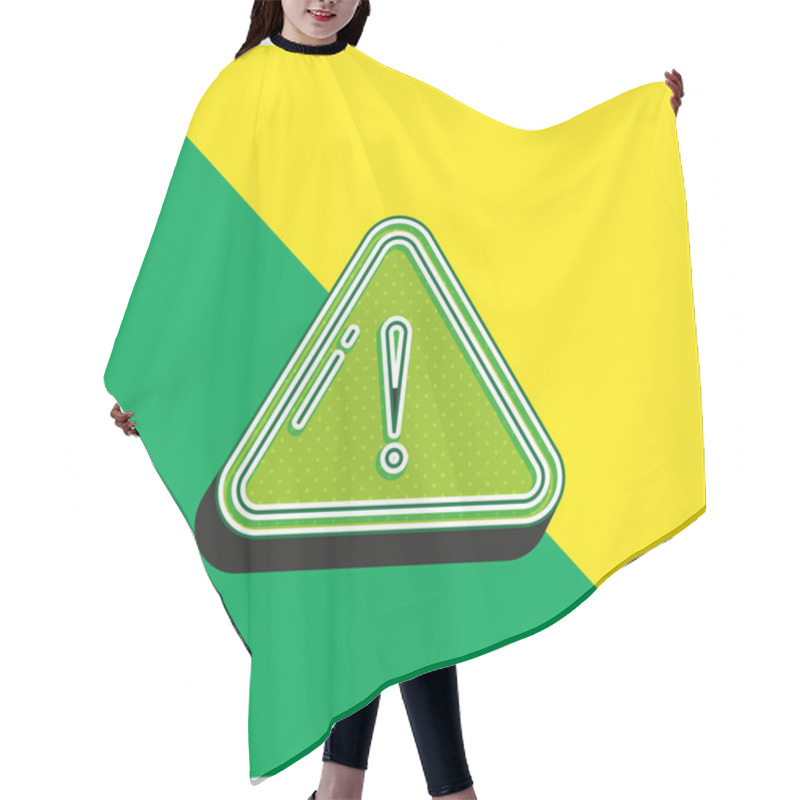 Personality  Alert Green And Yellow Modern 3d Vector Icon Logo Hair Cutting Cape