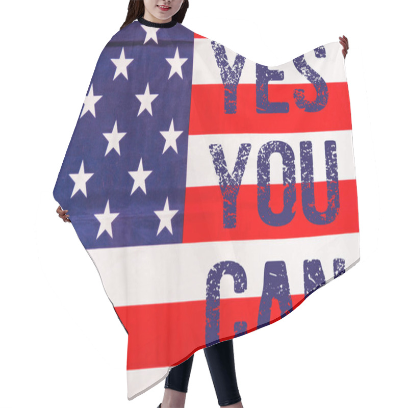 Personality  Blue Yes You Can Lettering On American Flag Hair Cutting Cape