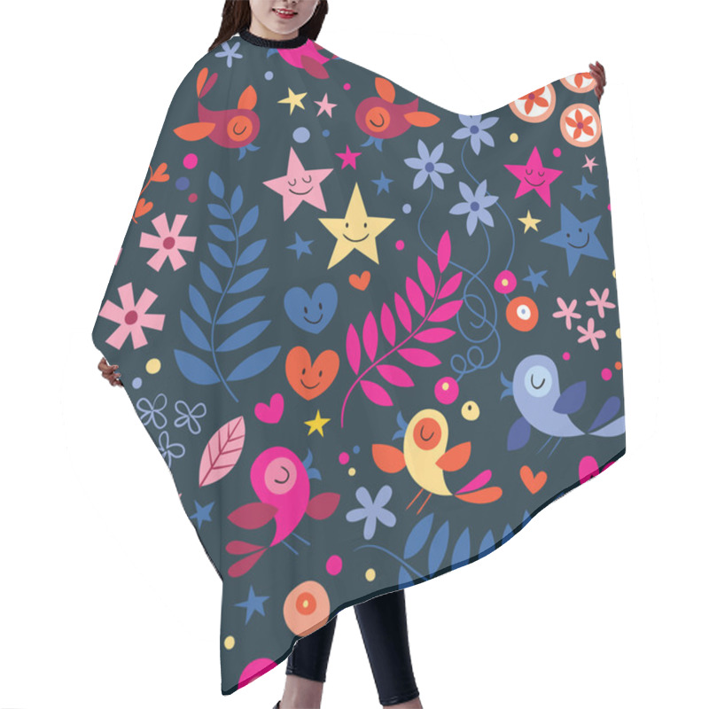 Personality  Birds, Flowers, Stars And Hearts Pattern Hair Cutting Cape