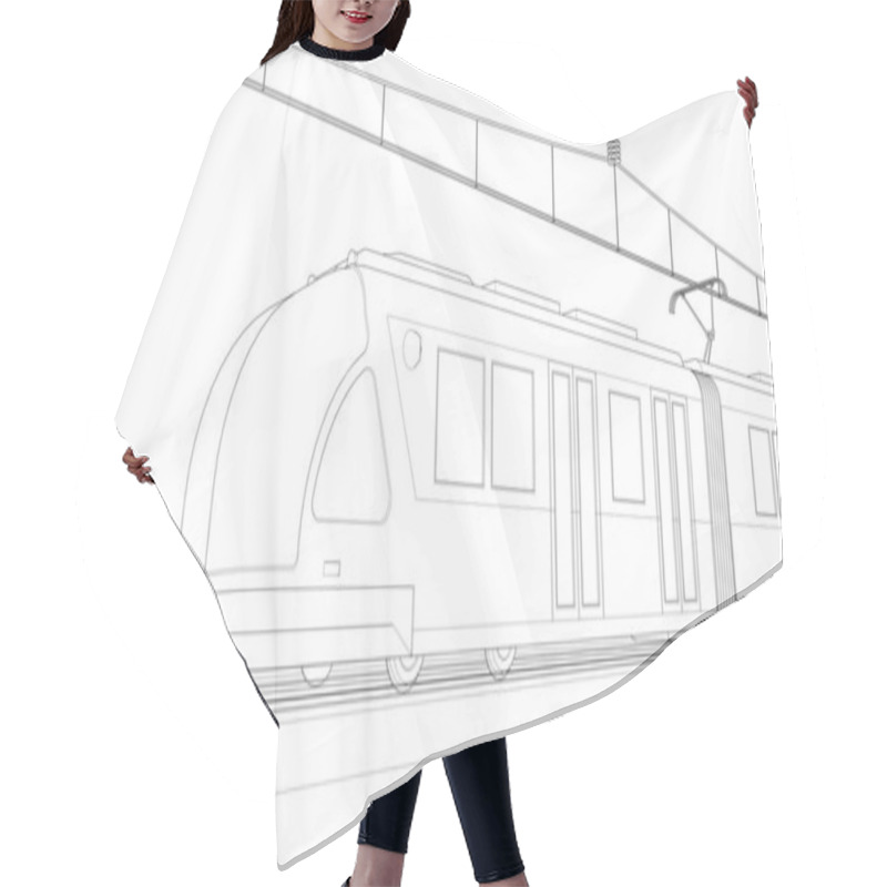 Personality  3 D Render Of A Train Hair Cutting Cape