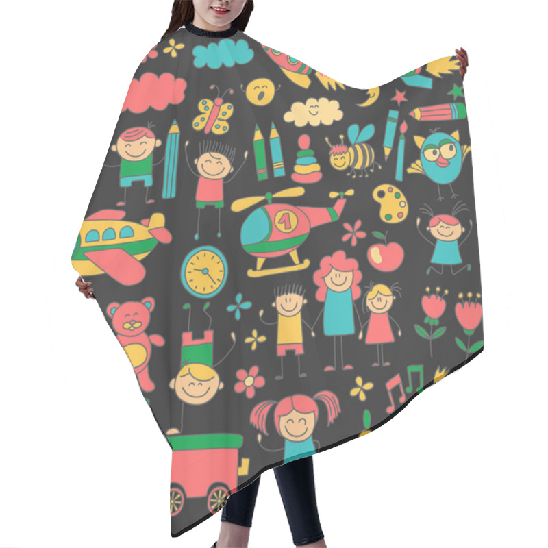 Personality  Vector Set Of Kindergarten Images Hair Cutting Cape