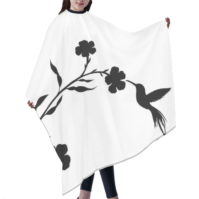 Personality  Hummingbird And Flower Silhouettes Hair Cutting Cape