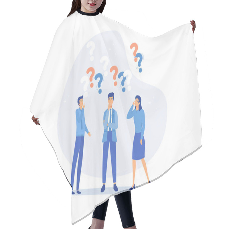 Personality  Confused People With Confusion Problem Or Doubt, Lost In Trouble Or Complexity, Complicated Questions Or Misunderstanding Concept, Flat Vector Modern Illustration Hair Cutting Cape