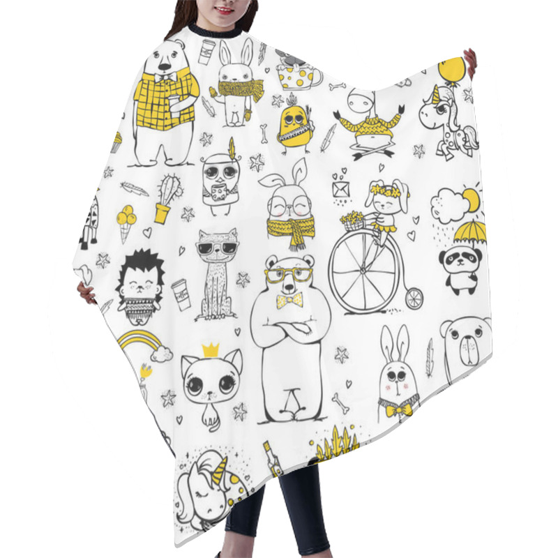 Personality  Doodle Animals Collection Hair Cutting Cape