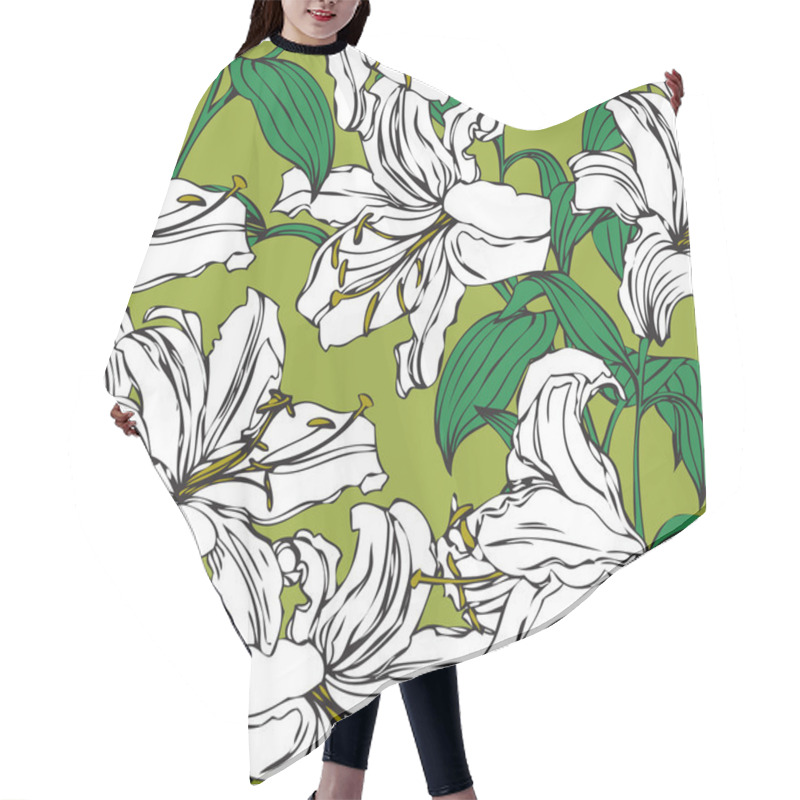 Personality  Seamless Pattern With Flowers Lily Hair Cutting Cape