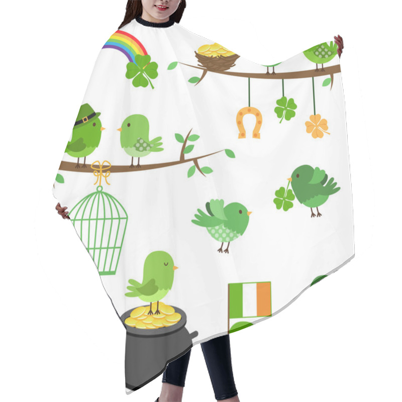 Personality  Vector Set Of St Patrick's Day Themed Birds Hair Cutting Cape