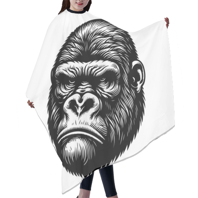 Personality  Gorilla Head Hand Drawn Vector Illustration Hair Cutting Cape