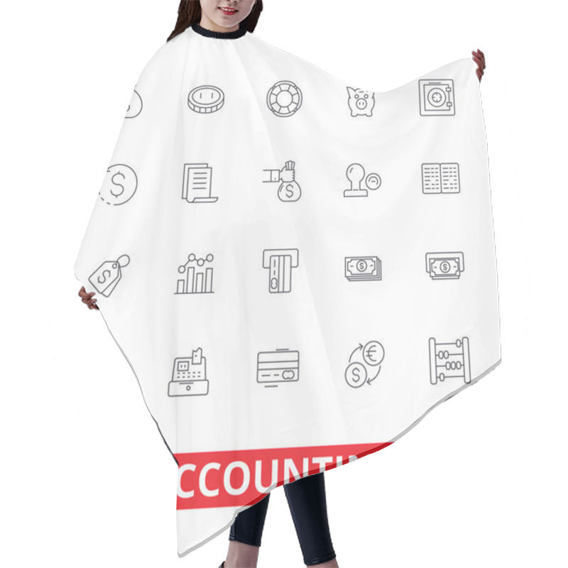 Personality  Accounting, Business Accountant, Finance, Bookkeeping, Tax, Audit, Money Line Icons. Editable Strokes. Flat Design Vector Illustration Symbol Concept. Linear Signs Isolated On White Background Hair Cutting Cape