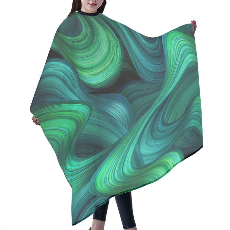 Personality  3d Render, Abstract Artistic Wavy Background, Emerald Green Brush Strokes, Paint Splash, Malachite Gouache Smears, Modern Dynamic Lines, Splatter Hair Cutting Cape