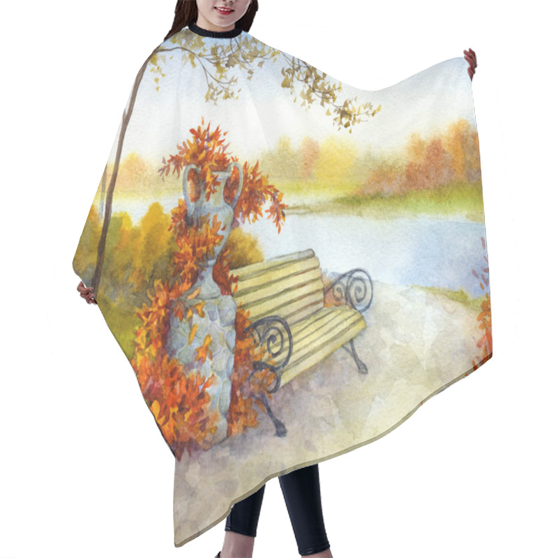 Personality  Decorative Bench In Autumn Park Hair Cutting Cape