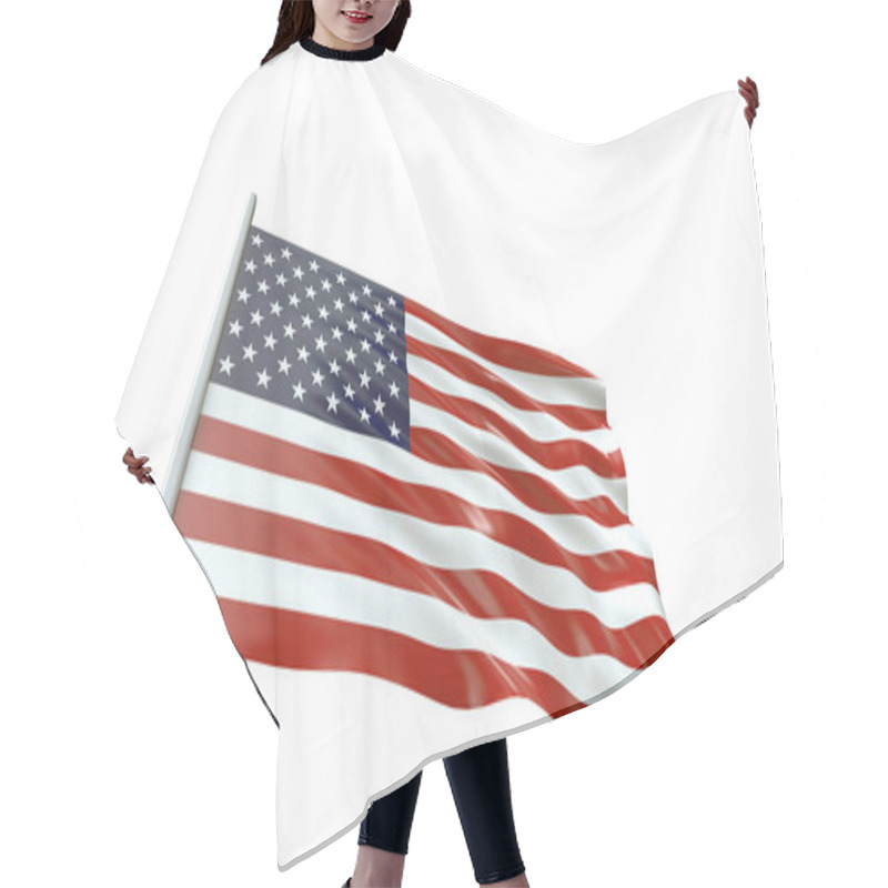 Personality  American Flag Waving In Wind. The USA Flag Swaying Beautifully In The Air.  The US Flag Was Waving For The Election. American Flag Isolated On White Background With Clipping Path. 3D Illustration 8K Hair Cutting Cape